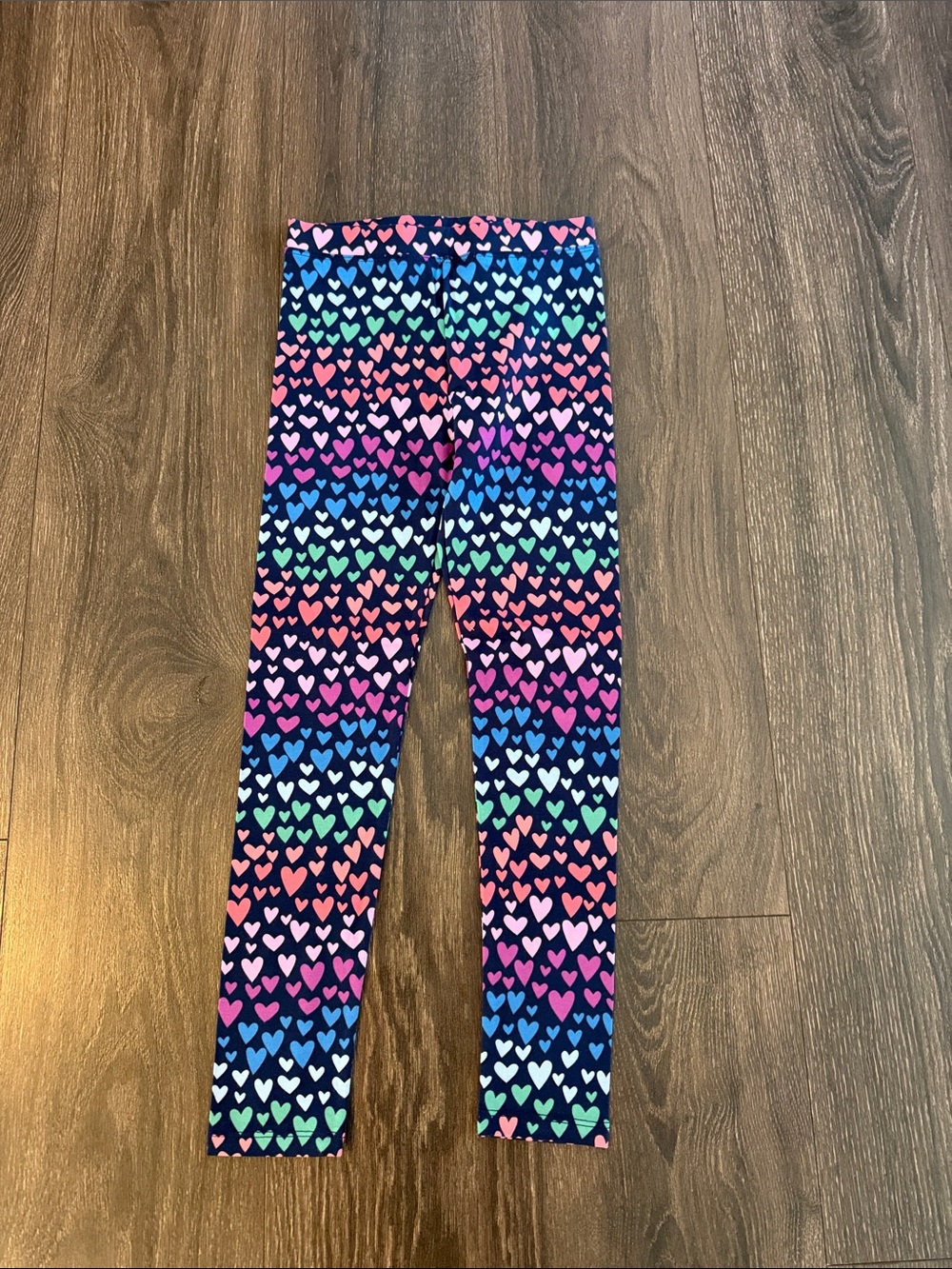 Crewcuts Navy Leggings with Multicolor Heart Print, Size 10